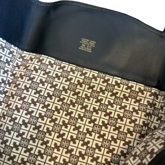 Tory Burch Kiernan Black Caviar Tumbled Leather Tall Riding Boots Size 9 Women's - Picture 8 of 13